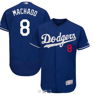 Men's Los Angeles Dodgers #8 Manny Machado Blue Flexbase Player Stitched MLB Jersey